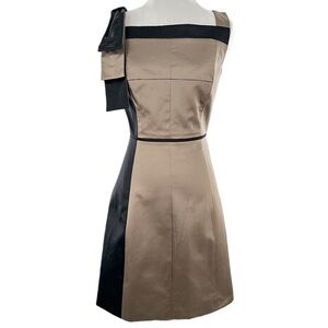 Karen Millen dress size 4 36 tan black bow pencil Corpcore cocktail old money